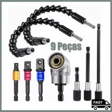 9 peças Extensão Eixo Prolongador 1/4 3/8 1/2 Ferramenta Flexível Extensor Adaptador parafusadeira /furadeira