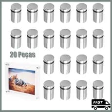 20 Peças Prolongador Para Vidro Madeira Aço Inox Escovado 1.9x2.5cm