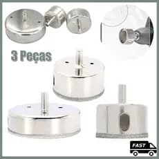 Kit 3 Pcs Brocas Copo Diamantadas Vidro Ceramica 50mm 60mm 100mm Serras Alta qualidade abridor de brocas