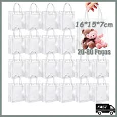 20-80Pçs sacos de presente de 16*15*7cm com alça sacolas de plástico sacola de para presente compras de chá de bebê