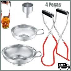 4 Peças Funil boca larga Aço inox Envase Geleias Grãos Compotas