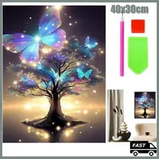40x30cm 5D DIY Borboletas e árvores Quadrado Pintura Com Diamante Arte Artesanato Decoração Diamond Painting