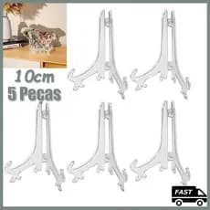 kit 5 unidades Plástico Apoio Suporte Expositor Pézinho tamanho Bordado Bastidor Quadro Artesanatos Transparente 10cm