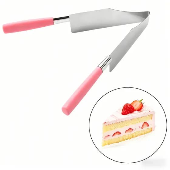 Faca para bolo de 1 peça, fatiador de bolo em aço inoxidável, pegador de bolo com cabo de plástico
