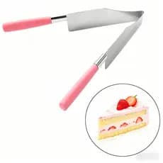 Faca para bolo de 1 peça, fatiador de bolo em aço inoxidável, pegador de bolo com cabo de plástico
