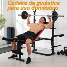 Cadeira de ginástica doméstica dobrável, com suporte para supino e encosto ajustável