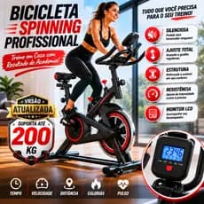 Bicicleta Spinning Ergométrica Profissional Versão Atualizada Com Monitor Suporta até 200kg
