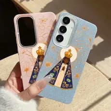 Capa Capinha Para Samsung Galaxy A16 S25 S26 A03 A05 A15 A32 A34 A36 A56 S20 S21 S23 S34 Nossa Senhora Glitter Caso De T