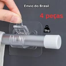 Ganchos adesivos para varão de cortina que não precisa furar suporte de parede 1/2/4/6/8/10/12