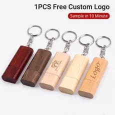 Logotipo Personalizado Gratuito De Madeira USB 2.0 Flash Drives Bambu Com Corrente Memória Vara 16GB Pen Drive 32GB 64GB