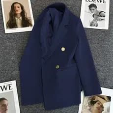 42741 Blazer azul marinho, versátil para trabalho e uso casual, primavera e outono 3941