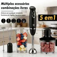Mixer Power Inox 5 em 1 600w 127V/220V Função para fazer espuma de leite