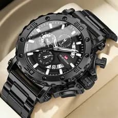 VAVAVOOM Relógios Masculino Relogio À prova de água Original Esportivo Preto Prata De Aço Inoxidável 2631
