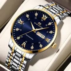 VAVAVOOM Relógio Masculino Original Relogio Luxo a Prova d Água Presente para Homem Aço Inoxidável Preto Prata 2461