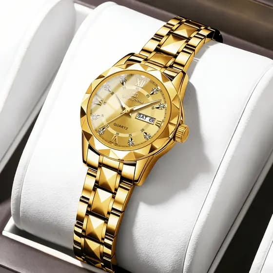 Women's Elegant Quartz Watch Stainless Steel Waterproof Metallic Strap 22mm Luxury  Perfect Gift