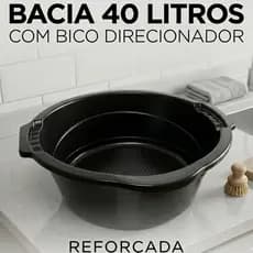 Bacia Plástica 40L Grande Reforçada Com Bico Direcionador Limpeza Casa Lavanderia Multiuso