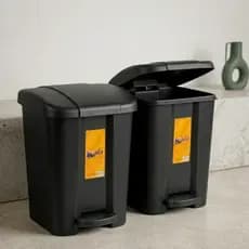 Kit 2 Lixeiras Com Pedal 14L Reforçada Plástico Cozinha Moderna Quarto Banheiro Escritório