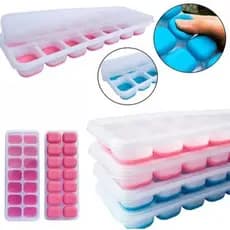 GUIANA Formas de Gelo Silicone com Tampa Rígida Flexível Fundo 14 Cubos Retangular Multiuso Lavável