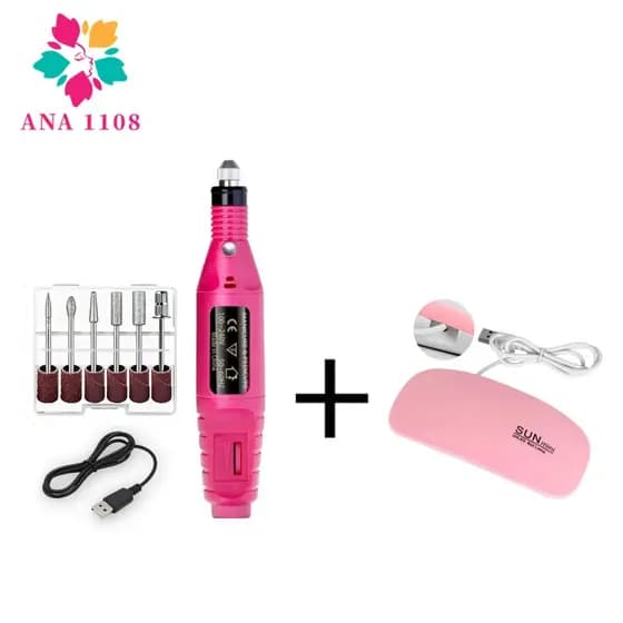 Lixadeira de Unhas Elétrica+Mini de Unha Estufa LED Manicure e Pedicure Unhas em Gel Portátil