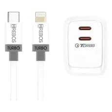 Kit Carregador Turbo 30W Dual USB-C + Cabo Type-C x Lightning  Carregador Rápido Turbo 30w Para iPhone 2 Saidas Usb-c