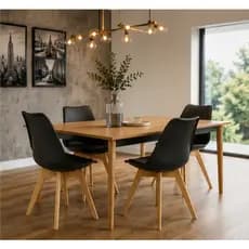 🖤 Kit 4 Cadeiras Saarinen Preta Base Wood Sala de Jantar Moderna Promoção