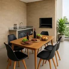 Conjunto Cadeiras Base Wood Moderna Saarinen Para Sala