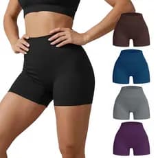 Short Academia Feminino Canelado Liso Cintura Alta Sem Empina Bumbum Fitness