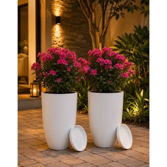 KIT 2 VASOS PARA PLANTAS C/PRATO DECORATIVO, FLOR, ARVORES, FLUTIFERAS, DECORAÇÃO INTERNA  E EXTERNA