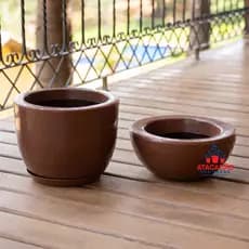Kit Vaso Pequeno + Bacia – Polietileno Leve e Resistente para Plantas e Decoração