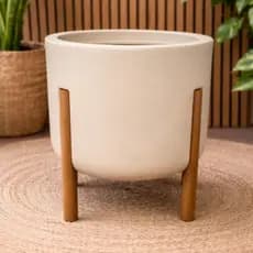Vaso de planta decorativo moderno com pé de madeira reforçado - Tamanho MÉDIO 37X33X33