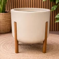Vaso de planta decorativo moderno com pé de madeira reforçado - Tamanho MÉDIO 37X33X33