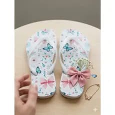 Chinelo Infantil Feminino Meninas Flor Confortável Casual De Dedo Tradicional
