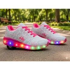 Tênis Infantil Rodinha Com Led Masculino Feminino Confortável Casual Escolar Dino Baby 26ao36