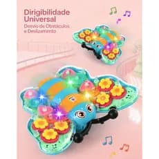 Brinquedo de borboleta com engrenagens transparentes, luzes, movimento universal, educativo, realista e com música