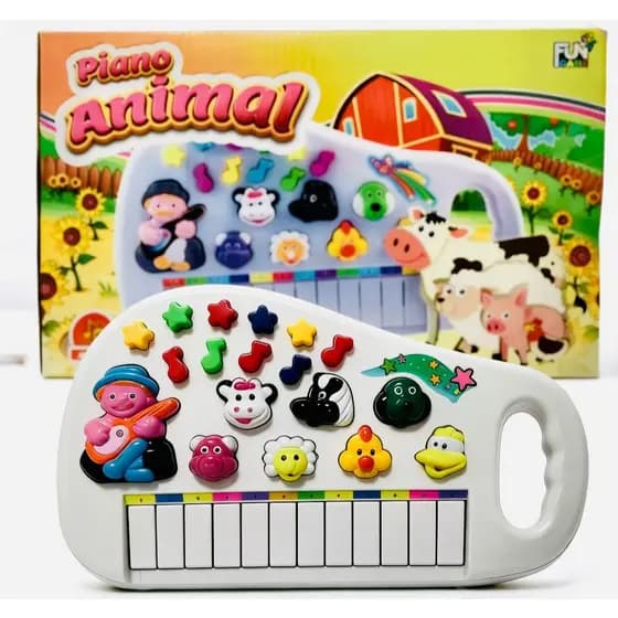 Brinquedo Piano Infantil Educativo com Sons de Animais, Teclado Colorido para Bebês e Crianças