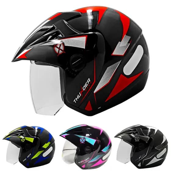 Capacete Moto Ebf Thunder Open Steel Aberto Preto Masculino Feminino
