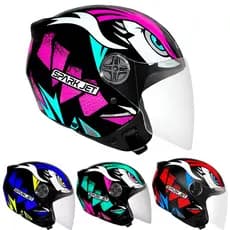 Capacete Aberto Dragon Spark Jet Ebf Moto Preto Rosa Azul