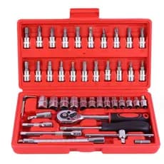 Kit De Ferramentas 46 Peças Jogo De Soquetes Chave Catraca Reversível Com Maleta Jogo De Ferramentas Completo