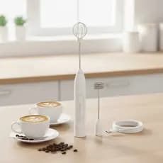 Mini Batedor Mixer Elétrico Portátil Bivolt Premium Branco