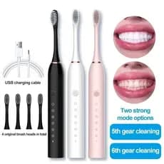 Escova Dental Elétrica USB Carga 6 Engrenagem À Prova D'água 4 Escovas Cabeças De Substituição