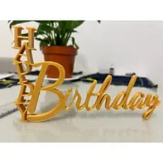 🎉 Decoração de Aniversário em PLA – “Happy Birthday” Dourado 🎉