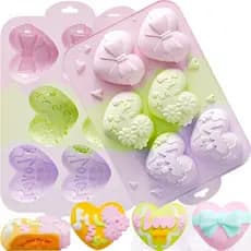 2 Peças de Molde de Silicone em Forma de Coração para Confeitaria, 6 Cavidades, Formas de Bolo em Forma de Coração, Mold