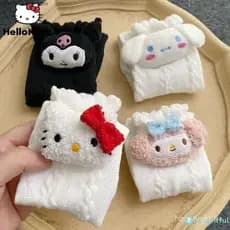 Meias Longas Sanrio Anime Atenciosas, Meias Fofas Hello Kitty My Melody Cinnamoroll Kuromi Para Meninas, Presentes