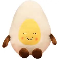 Travesseiro De Brinquedo De Pelúcia De Ovo Escalfado Sorridente-Super Macio , Boneca , Tema De Comida Fofo Branco-15 Pol