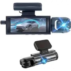 Câmera Veicular 1080P Frontal e Interna, Dashcams para Carros com Visão Noturna IR, Gravação em Loop, Sensor G e Monitor