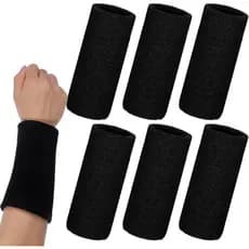 6 Peças de Munhequeiras de 6 Polegadas para Homens e Mulheres, Bandas Elásticas para Pulso, Munhequeiras para Tênis, Bas