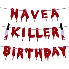 Banner de Festa de Aniversário de Halloween, Decorações Assustadoras de Halloween, Decorações de Aniversário com Tema de