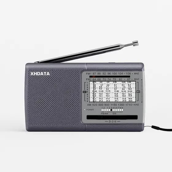 Rádio Portátil AM FM de Ondas Curtas XHDATA D219, Operado por Bateria, Pequeno, com Ótima Recepção e Bom Som, Entrada pa