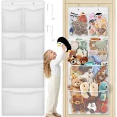 Organizador de Brinquedos de Pelúcia - Organizador Grande para Pendurar na Porta com 6 Bolsos de Malha Expansíveis e Gan