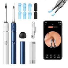 Ferramenta De Remoção De Cera De Ouvido Com Câmera De 12MP Limpador Pinça Omnidirecional Sem Fio 6 Colheres Cuidados Os